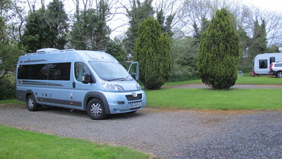 Our Auto-Sleeper Kemerton XL at Moat Farm Caravan & Camping Park in Ireland - Our Auto-Sleeper Kemerton XL at Moat Farm Caravan & Camping Park in County Wicklow, Southern Ireland before we caught the early morning ferry from Dublin (© Kate Taylor / Practical Motorhome)