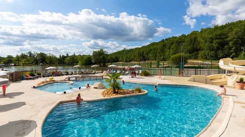 Pomport Beach caravan park in France - Swimming pool at Pomport Beach family caravan park in Dordogne, France