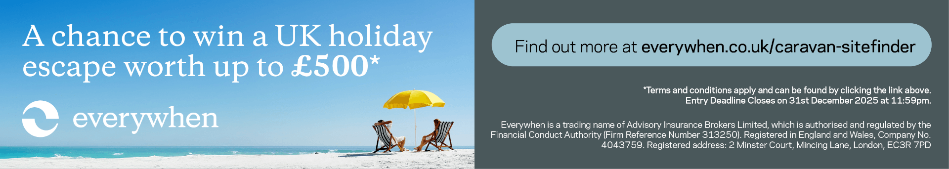 A chance to win a UK holiday escape worth up to £500 A chance to win a UK holiday escape worth up to £500