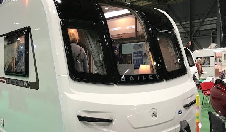 Bailey Caravan - A Bailey caravan on display at the Scottish Caravan, Motorhome and Holiday Home Show (© Caravan Sitefinder 2018)