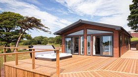 Lake District luxury lodge - Monaco Duo luxury lodge with hot tub and private jetty for sale, North Lakes Country Park