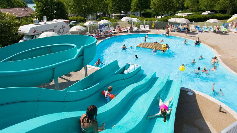 Water slides at Camping Le Fayolan holiday park, France