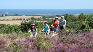 UNE family cycling past viewpoint