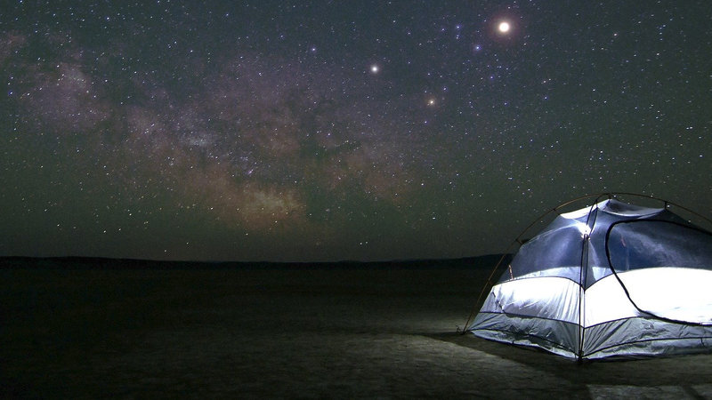 A campsite at night - <i>A campsite under the stars</i>