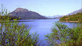 Lake and mountains near the caravan site