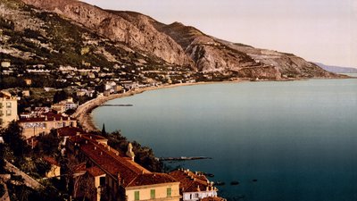 In the region: Menton, Cote d'Azur (© By …trialsanderrors (Menton, Cote d'Azur, France, ca. 1889) [CC BY 2.0 (http://creativecommons.org/licenses/by/2.0)], via Wikimedia Commons (original photo: https://commons.wikimedia.org/wiki/File:Flickr_-_%E2%80%A6trialsanderrors_-_Menton,_Cote_d'Azur,_France,_ca._1889.jpg))