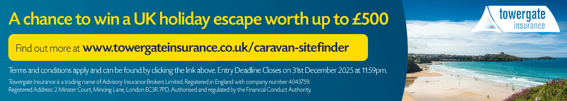 A chance to win a UK holiday escape worth up to £500 A chance to win a UK holiday escape worth up to £500